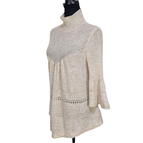 Anthropologie Feather Bone Merino Wool Alpaca Blend Pointelle Sweater Sz Small - Picture 5 of 15